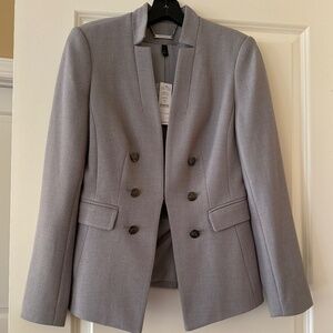 NWT White House Black Market Women's Double-Breasted Blazer Grey Sz 2